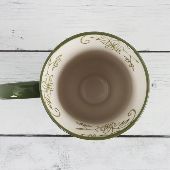 Floral Lace Green Tall Pedestal Mugs by Temp-Tations - Set of Two - Picture 9 of 11